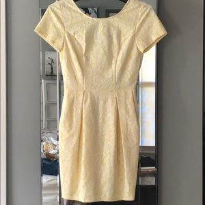 Yellow dress with white lace overlay